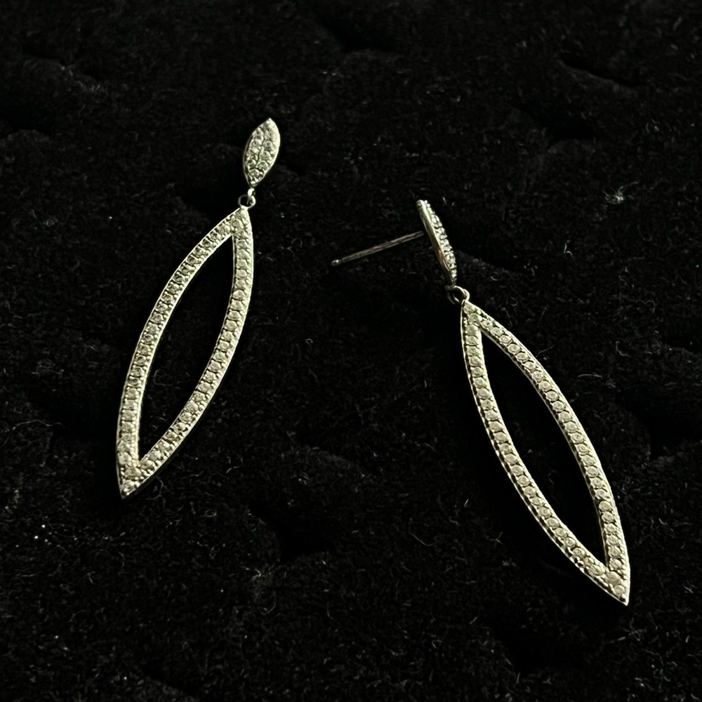 Diamonique Elegant Silver Drop Dangle Earrings - image 2